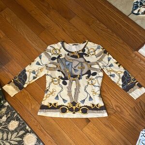 Stylish Women’s Shirt with Gold and Brown Accents